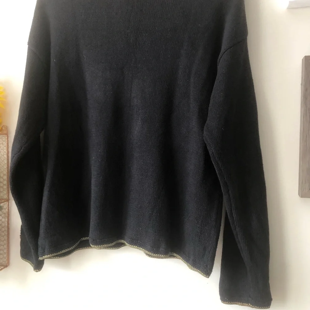 Y2K Tiara International Black Floral Embroidered Cardigan Sweater Medium - Picture 4 of 12